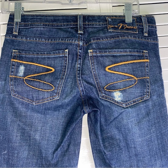 Women’s Seven7 Classic Flare Leg Jeans Distressed Size 26” Waist - Picture 3 of 9